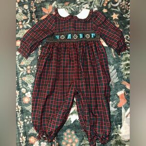 Vintage Class Club Size 18 months Plaid Girls Romper with detail
